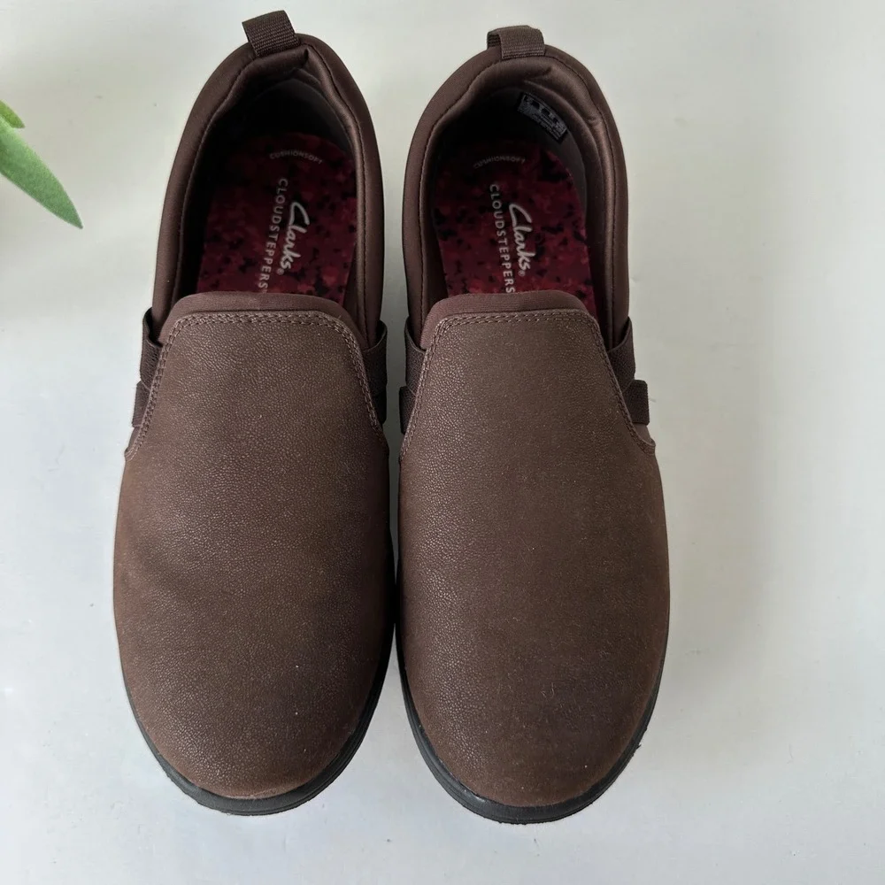 Clarks Cloudsteppers Breeze Bali Womens 9W Brown Slip On Loafers Comfort Shoe